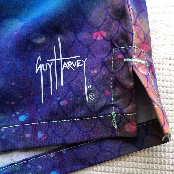 Guy Harvey Women’s Size L Tie-Dye Blue Shorts Dri-Fit Drawstring Elastic Waist - Picture 14 of 16